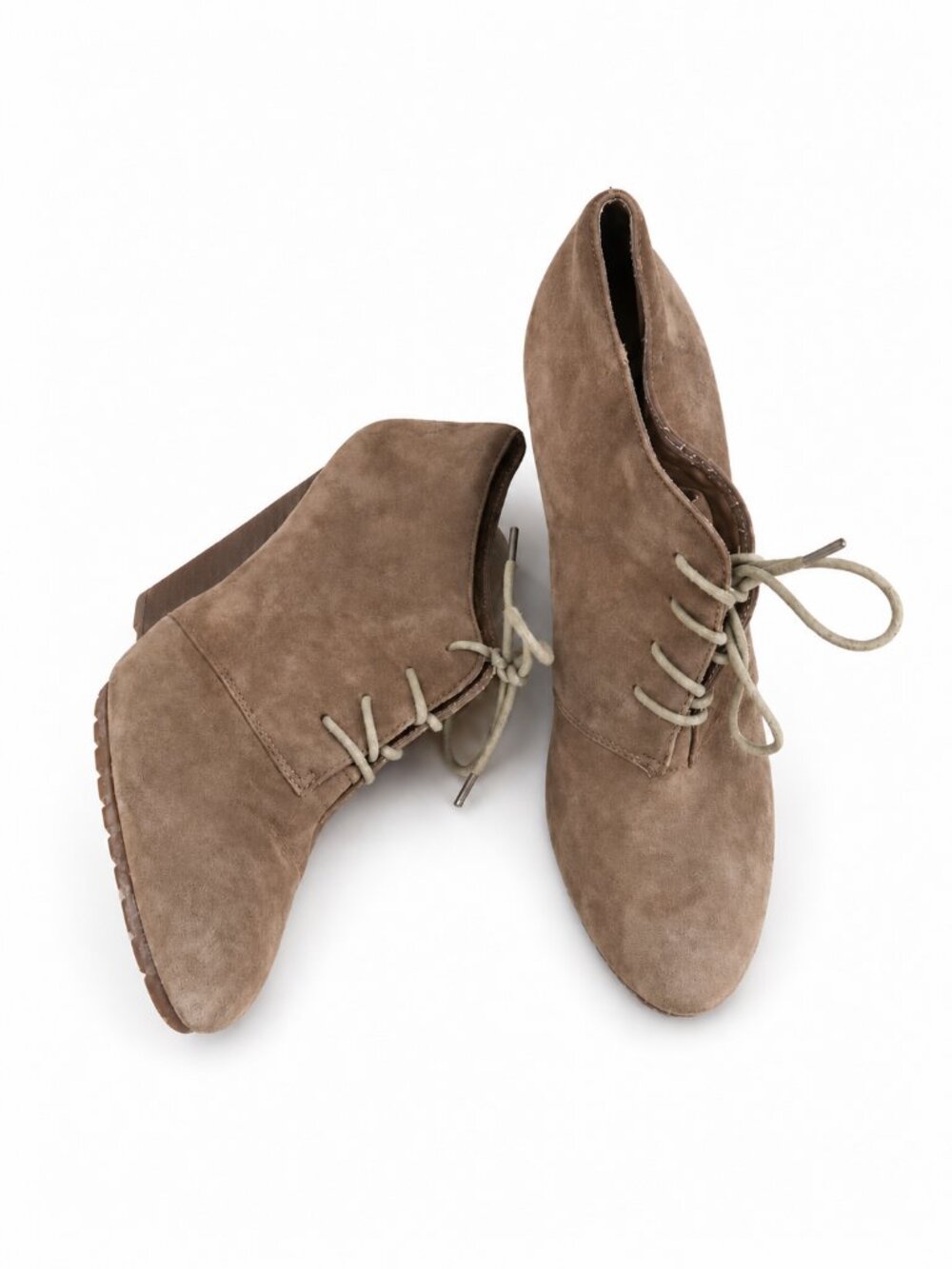Aldo Womens Tan Suede Leather Wedge Bootie US 9-9.5 Chunky Sole Rustic Boho NEW